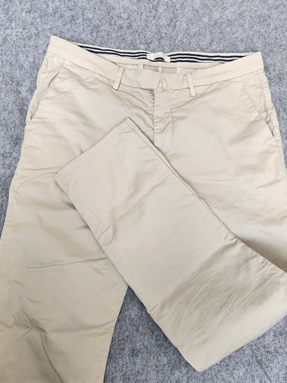 Luca Faloni Italy Summer Chinos Slim Fit Cotton Pants Men's 34x29 Beige Comfort